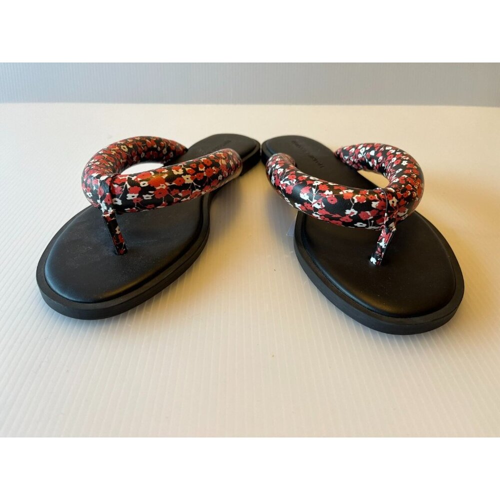 Rebecca Minkoff Dark Pink, Black & White Floral Thong Sandals, Size 7.5 (US)